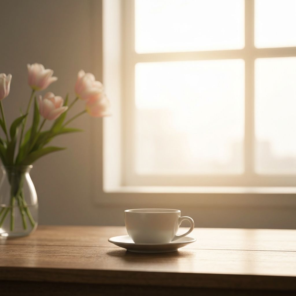 Calm morning light with coffee and natural setting